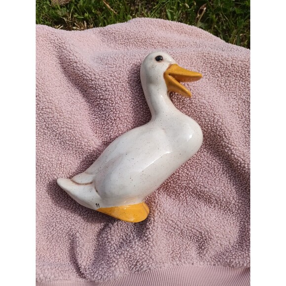 Other - Vintage Ceramic Goose Figurine White Glossy Sitting Duck Farmhouse Cottage Decor